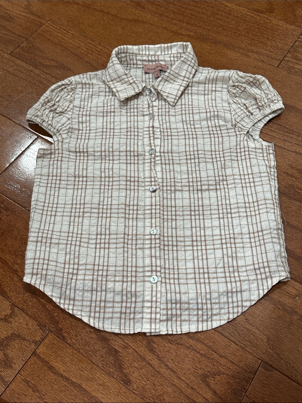 Romeo Romeo Short-Sleeve Button-Up Plaid Shirt - Cream & Brown